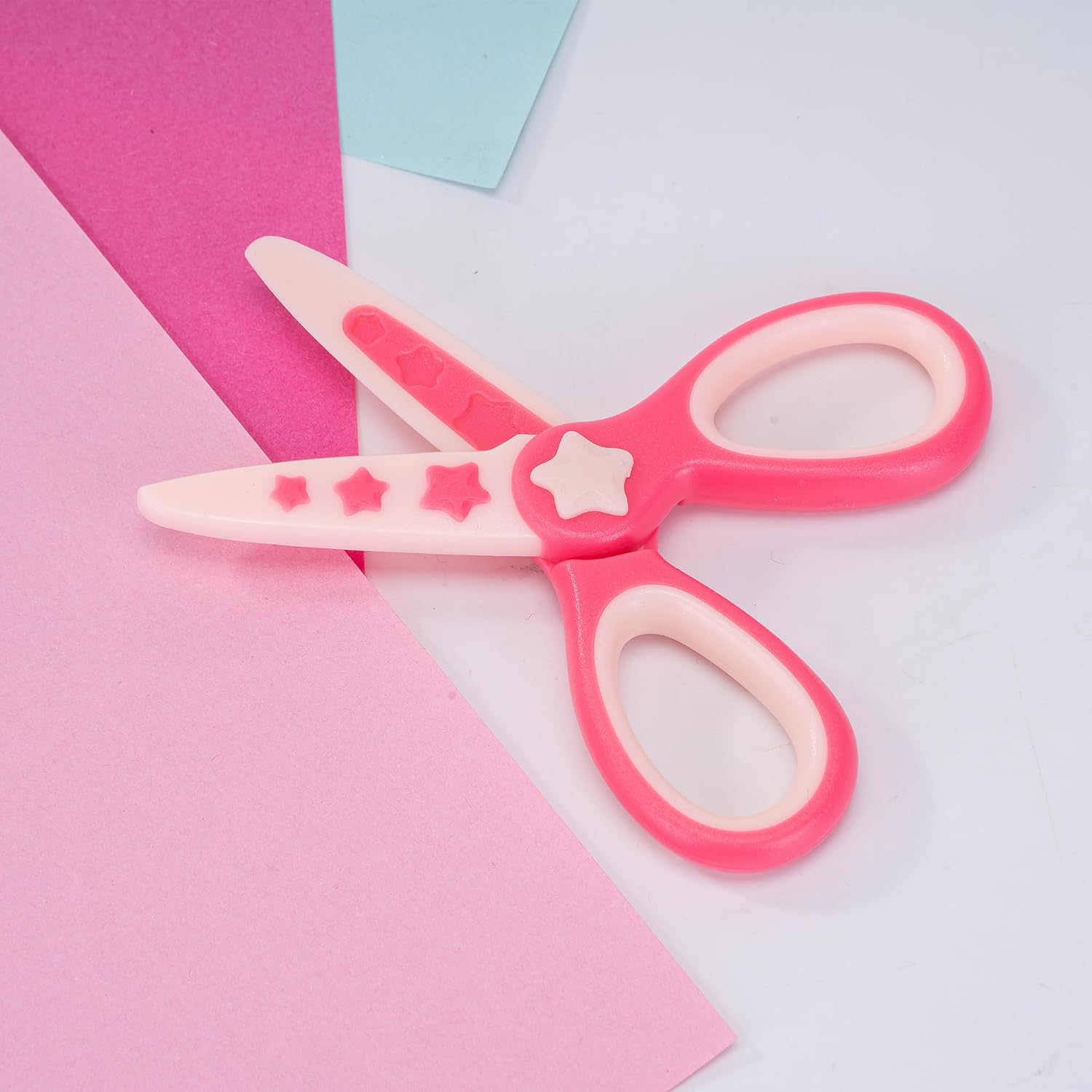 Toddler Plastic Safety Craft Scissors, 3-Pack, 3 Colors | 4.5-Inch, Pre-School Blunt Tip, Plastic First Training, Art Craft Classroom Supplies