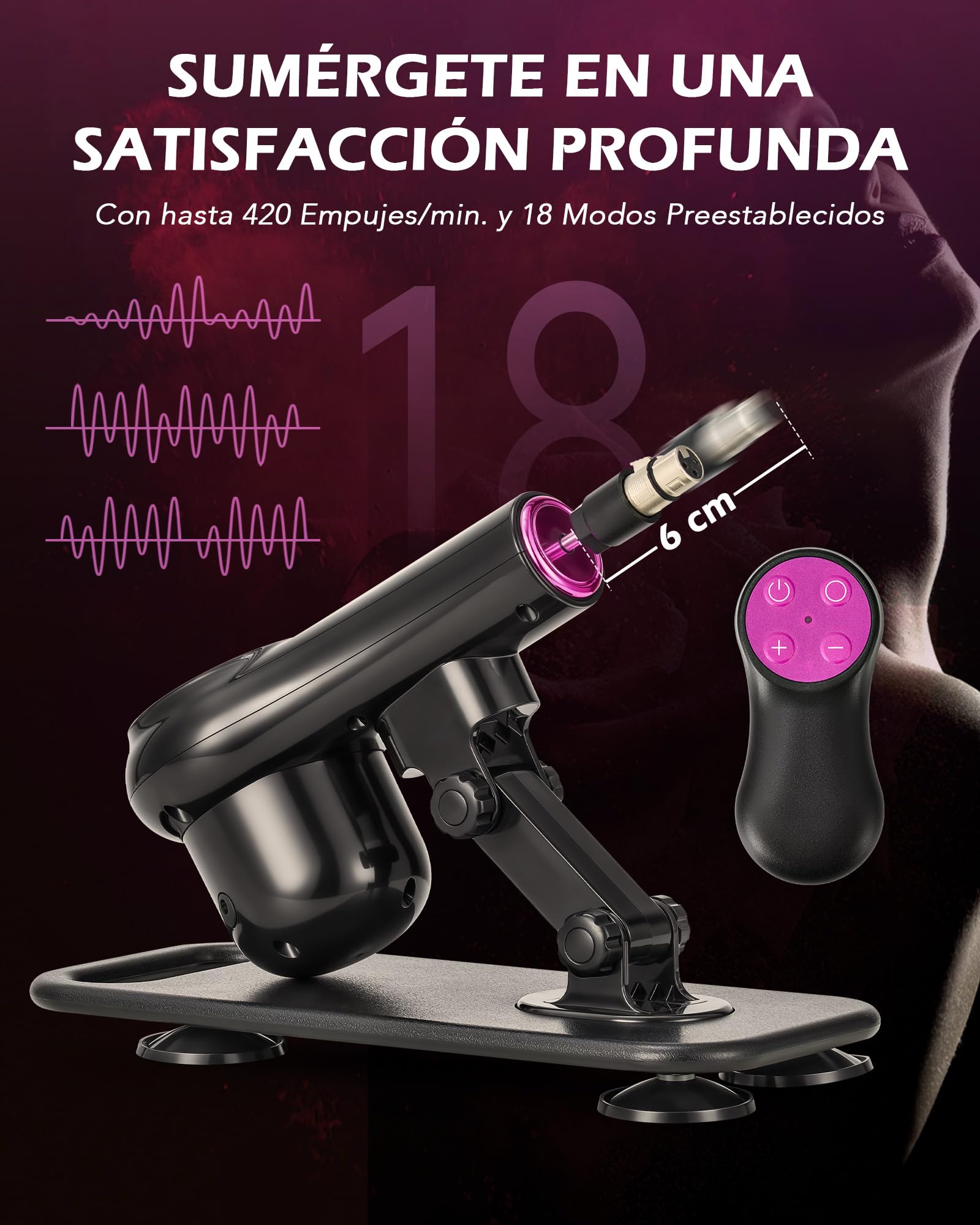 SENSUA Máquina Sexual Automática Máquina Sexual con Empuje con 7 Accesorios y Control Remoto, Diseñada para Mujeres, Hombres y Parejas, Sex Machine Ajustables para Masaje Vaginal, Anal y Masturbación