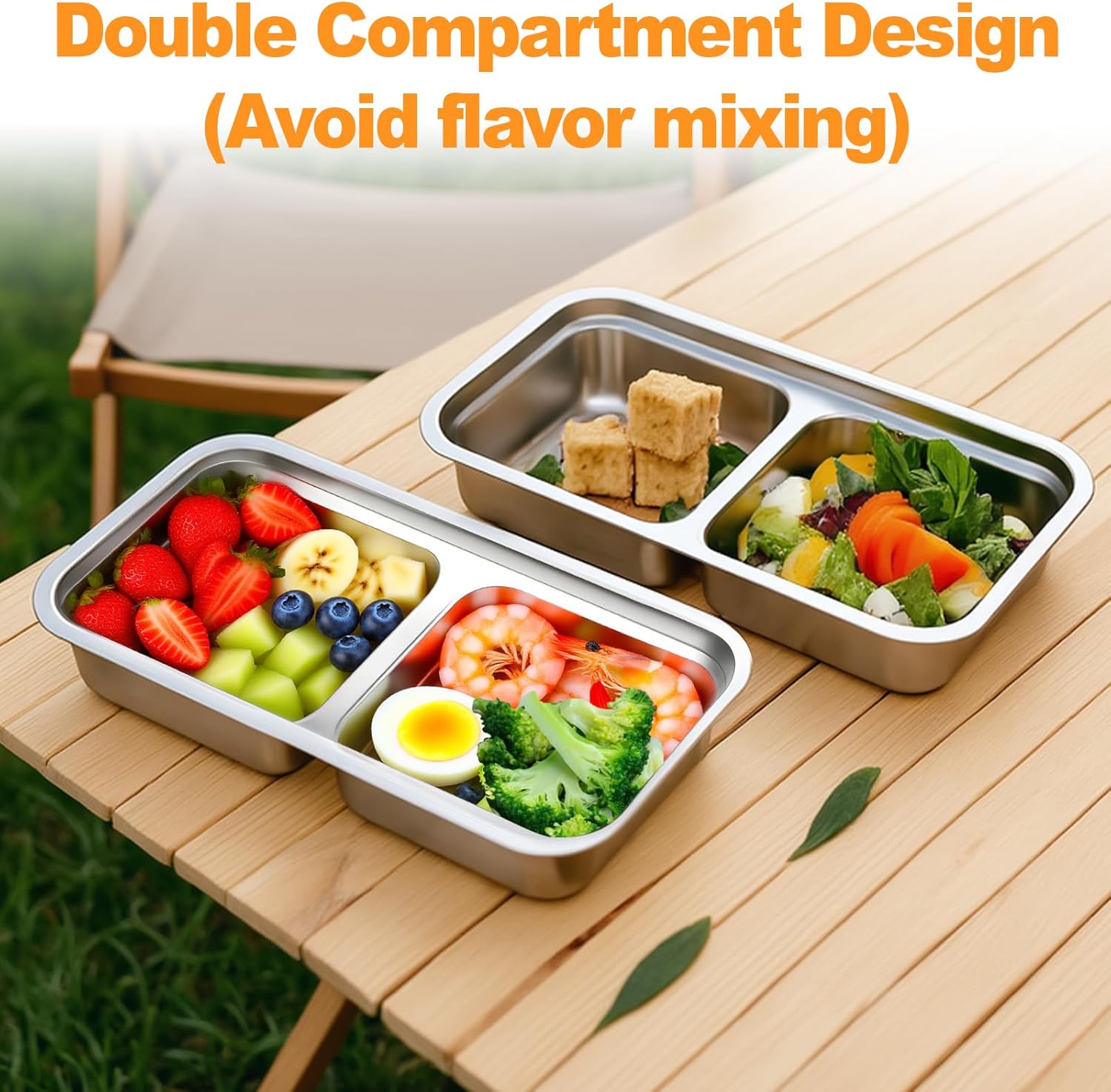 Vovyager 6 Pack Stainless Steel Snack Containers, Grab and Go Reusable Double Compartment Food Storage Containers with Lids, Meal Prep Lunch Box Containers for Lunch Camping Travel Gym and Daily Use - Image 7