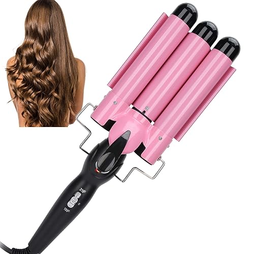 Varita rizadora de pelo de 3 barriles, onduladora eléctrica, herramienta de peinado ajustable para rizar el cabello, peluquería y hogar (1.102 in)