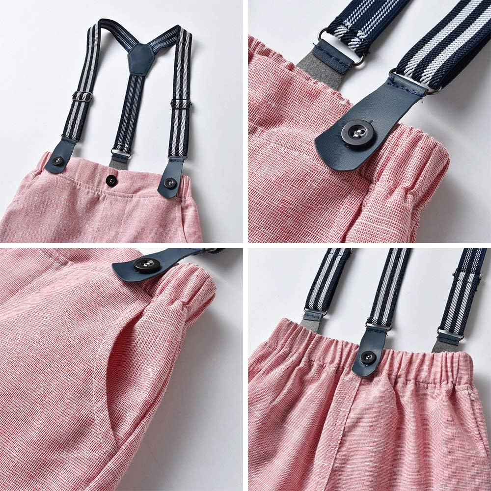 Joycebaby Baby Boys Gentleman Outfits Suits Short Sleeve Bowtie Shirt+Suspender Shorts Clothes Set Overalls
