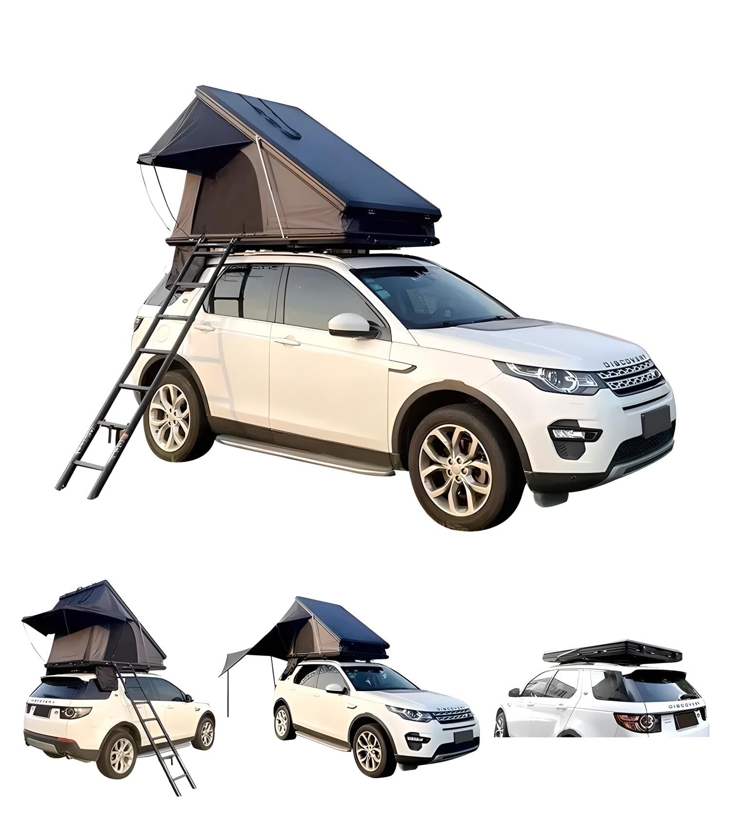 Tente de toit de voiture - Noir et gris - Boîtier rigide en aluminium - Tente de camping - Triangle