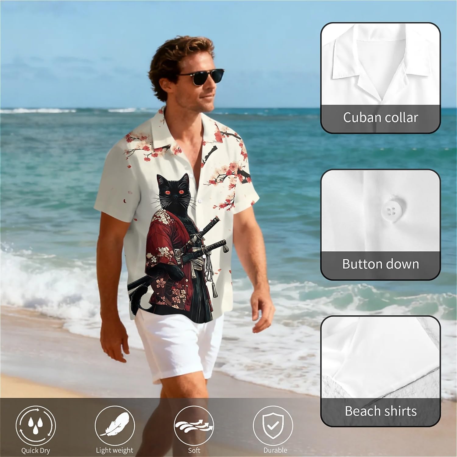 Surf Pattern Men's Hawaiian Shirt 3D Graphic Button Down Short Sleeve Tropical Holiday Beach Aloha Shirts