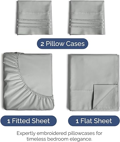 Vista 780 de Juego de sábanas de 4 piezas tamaño king, extrasuaves, transpirables y refrescantes con esquinas profundas, sábanas de fácil ajuste y sin arrugas