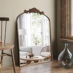OUSHUAI Gold Ornate Wall Mirror, Baroque/Victorian Design, Antique Bronze Finish Full Metal Frame, for Hallway, Bathroom, Over a Fireplace, 24x36 Inch