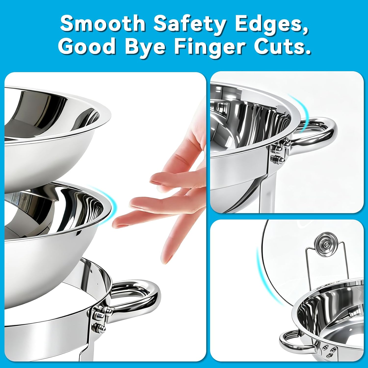 4-Pack 6QT Chafing Dishes for Buffet with Glass Lids