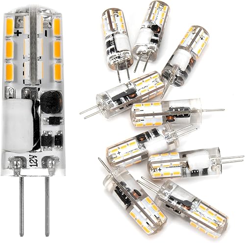 10 bombillas LED G4, luz blanca cálida de 3000 K, base bi-pin JC, 1.5 W ACDC 12 V, bombillas halógenas de repuesto T3 de 10 W-20 W, no regulables disponible en Yaxa Venezuela