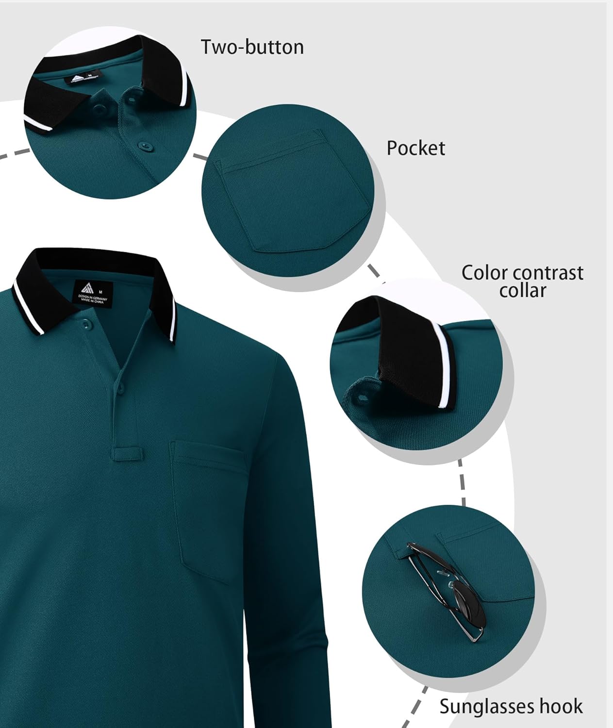 ZITY 3 Pack Men Polo Shirts Long Sleeve with Pocket Golf Shirts Shirts for Men Casual Work Athletic Collared T-Shirts - Image 3