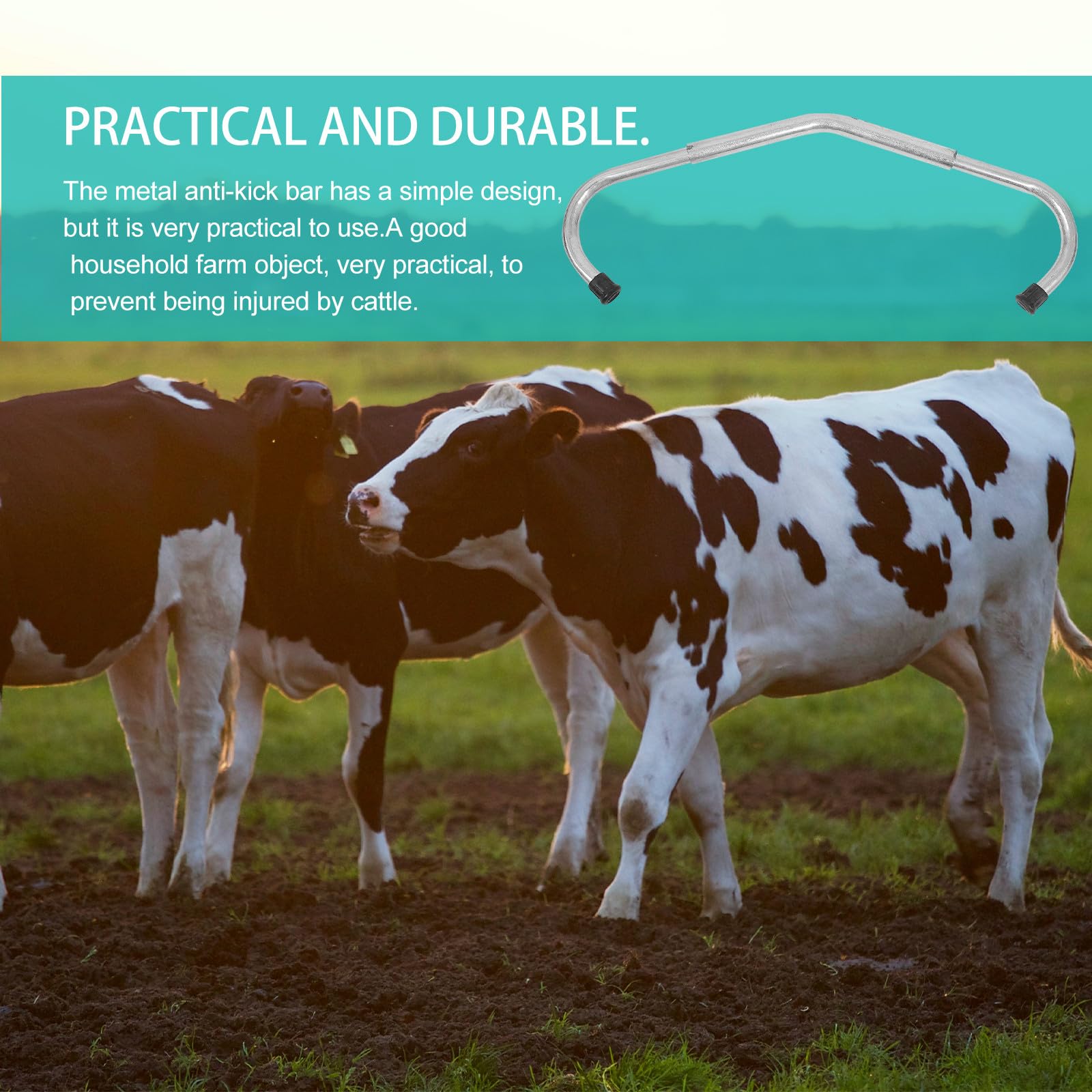 Luxshiny Accesorio Antipatadas Ajustable para Ganado Bovino, Varilla Galvanizada Desmontable, Equipo Veterinario Práctico para Manejo Seguro en Granja