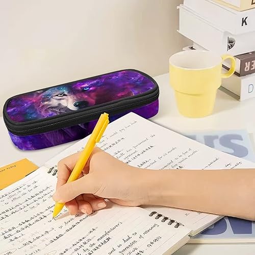 Miniatura 5 de Estuche para lápices Galaxy Wolf, bolsa duradera para lápices, papelería, bolsa de almacenamiento para niños, niñas, adolescentes, mujeres, hombres,