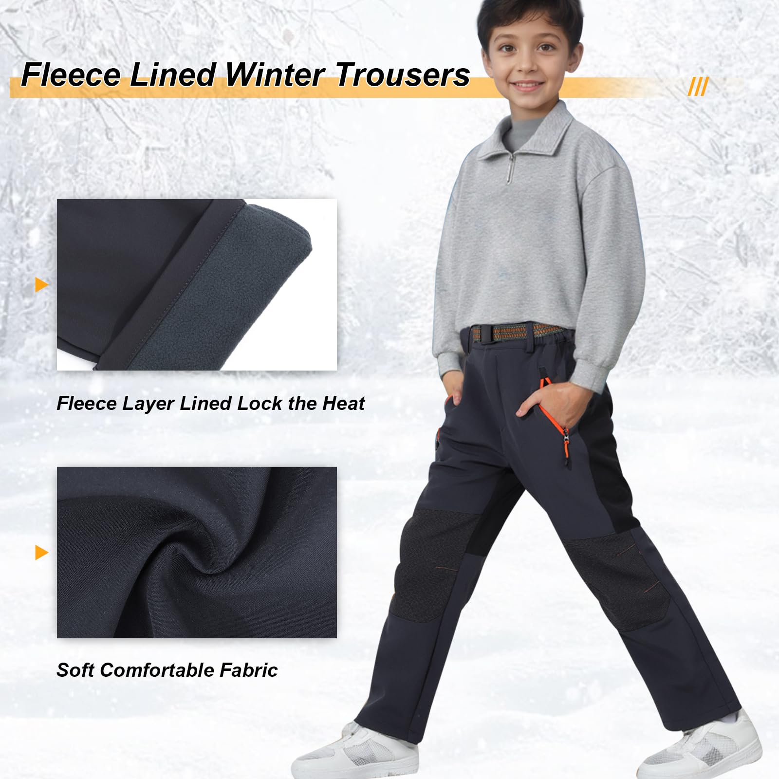 LHHMZ Pantalones de Invierno para Exteriores de Invierno con Forro Polar cómodo para niños, Pantalones de Senderismo para niños y niñas con Nieve cálida