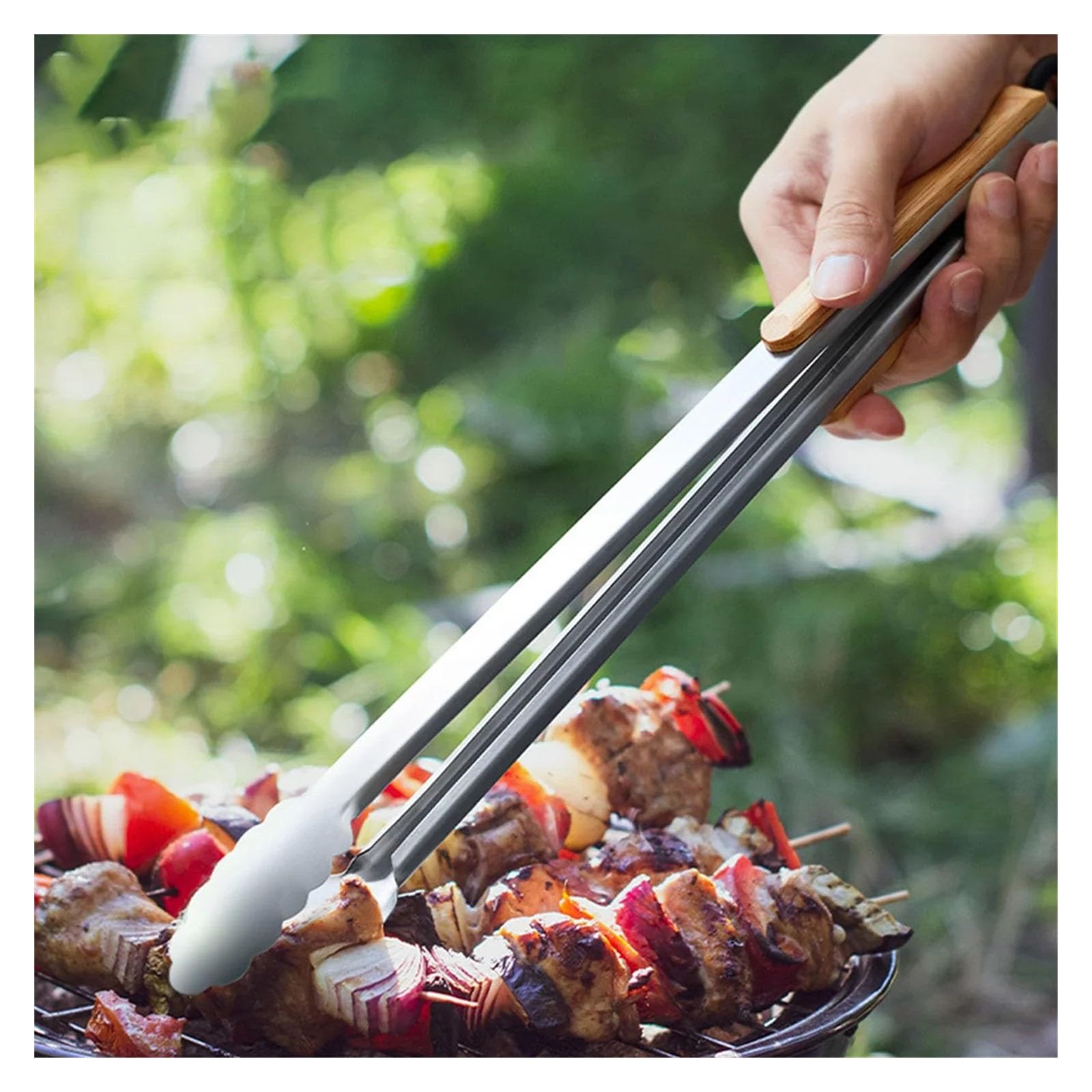 Szczypce do grilla, Szczypce do grillowania ze stali nierdzewnej z uchwytem Szczypce do grilla Szczypce do sałatek z pierścieniem blokującym Gadżet kuchenny do grillowania sałatek Akcesoria do grilla(