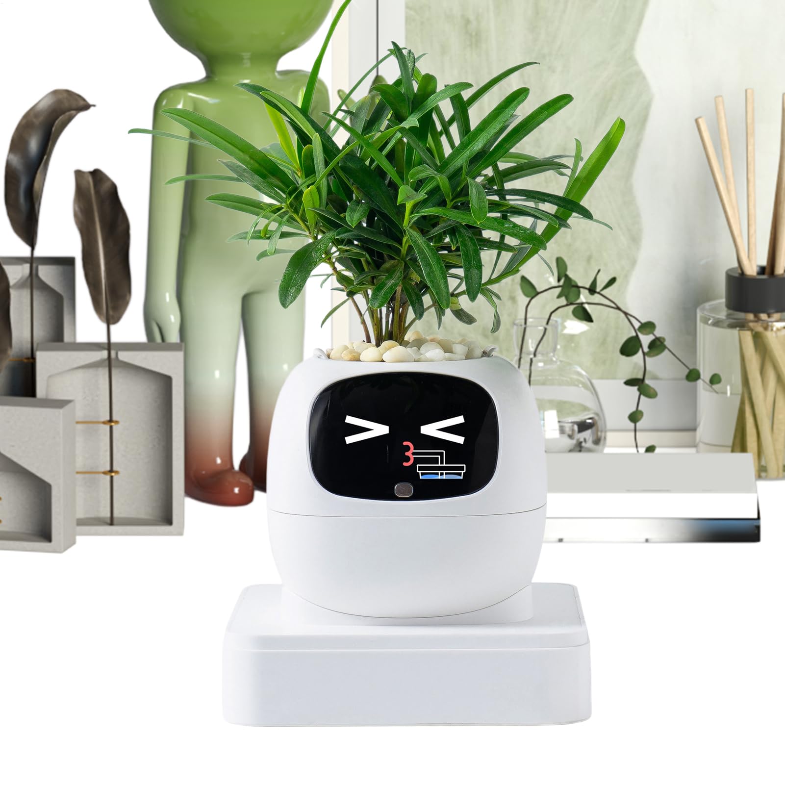 Smart Plant Pot - Fioriera per animali domestici con espressioni multiple, vaso da fiori per cactus da interno con funzione di irrigazione intelligente, ideale per casa, appartamento