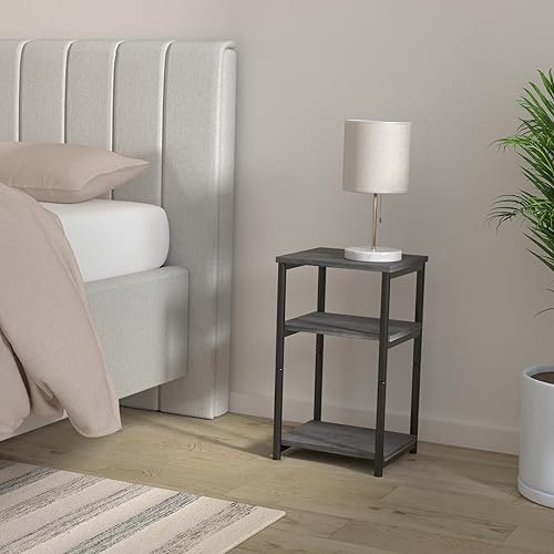 Miniatura 10 de VASAGLE Mesa auxiliar, mesa auxiliar pequeña, mesita de noche alta para sala de estar, dormitorio, oficina, baño, negro clásico ULET273B16