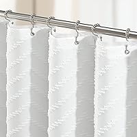 Vista 15 de Dynamene - Cortina de ducha, tela bohemia con rayas con chebrón en relieve, cortina para decoración de baño, hotel y spa, juego de cortina con Azul