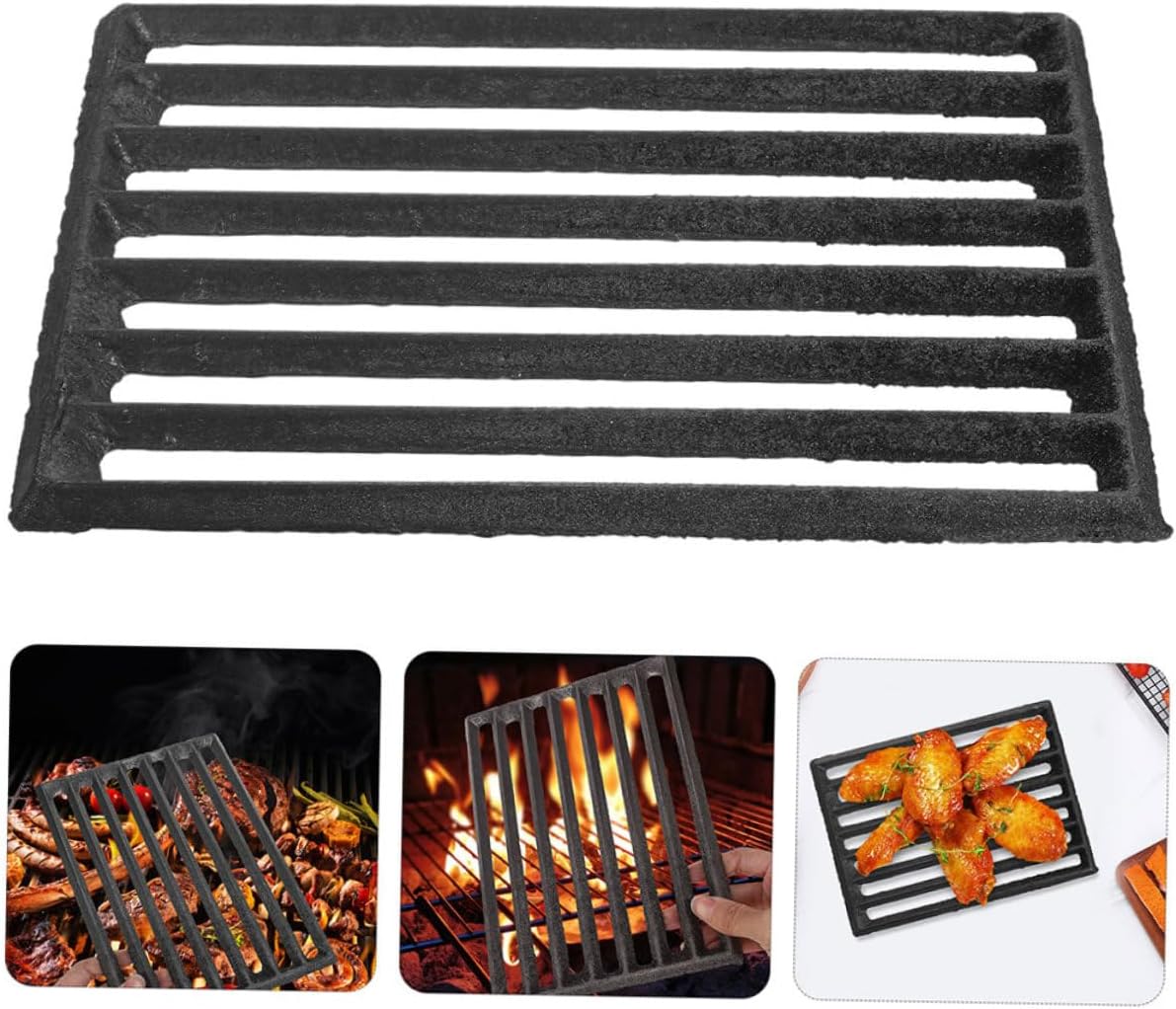 Milisten Bbq Stove Outdoor Firewood Grate Burning Stove Grate Metal Fireplace Grate Baking Mat Iron Fireplace Grate Stove Channel Grate Bbq Grilling Grate Stove Grate Iron Bbq Grilling Mat, Black
