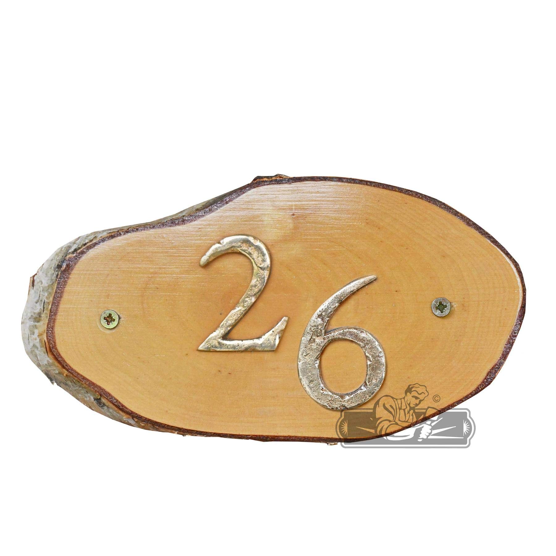 Black Country Metal Works Ltd Brown Natural Hard Wood Rustic House Number Signs - Number 26