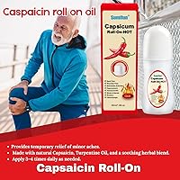 Vista 5 de Capsaicin Roll On - Rollo de gel calmante a base de hierbas con árnica, mentol, crema neuropatía para el cuidado de pies y piernas, absorción rápida