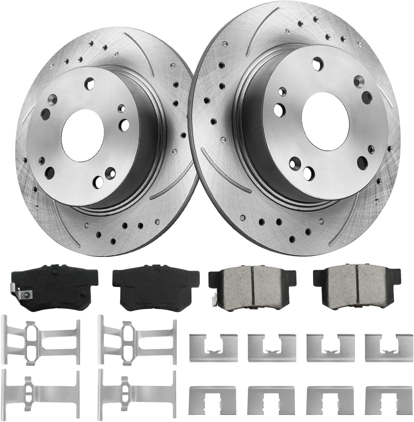 funire Rear Brake Rotors Kit Compatible With 2003-2007 Honda Accord, 2004-2008 Acura TSX, Automotive Replacement Brake Kits Drilled And Slotted Rotors 259.7mm(10.2in) 31315 D537-7418A Brake Pads