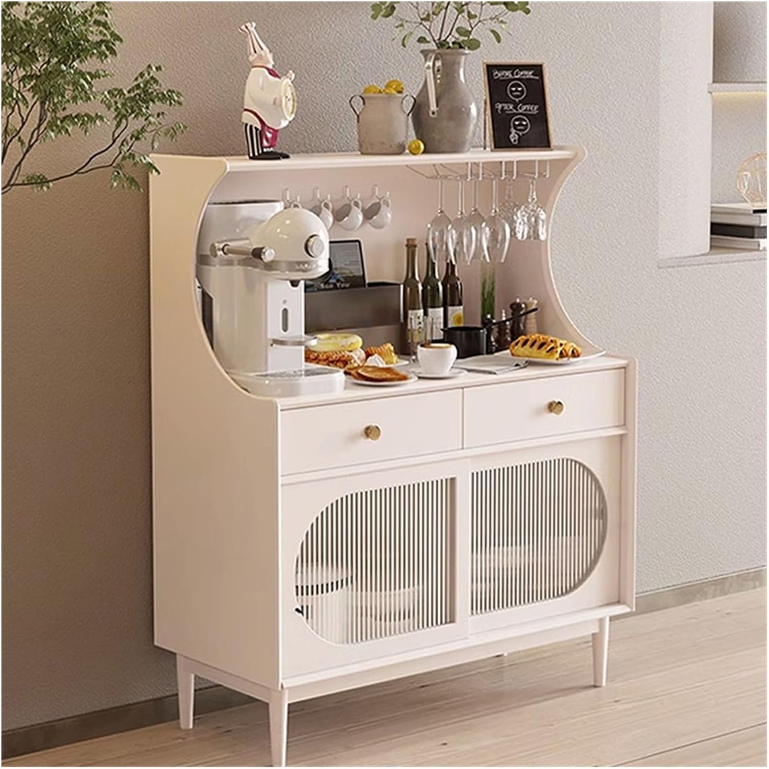 Sideboard Cabinet White Solid Wood Dining Sideboard Storage Cabinet Against Wall Modern Home Living Room Console Coffee Table