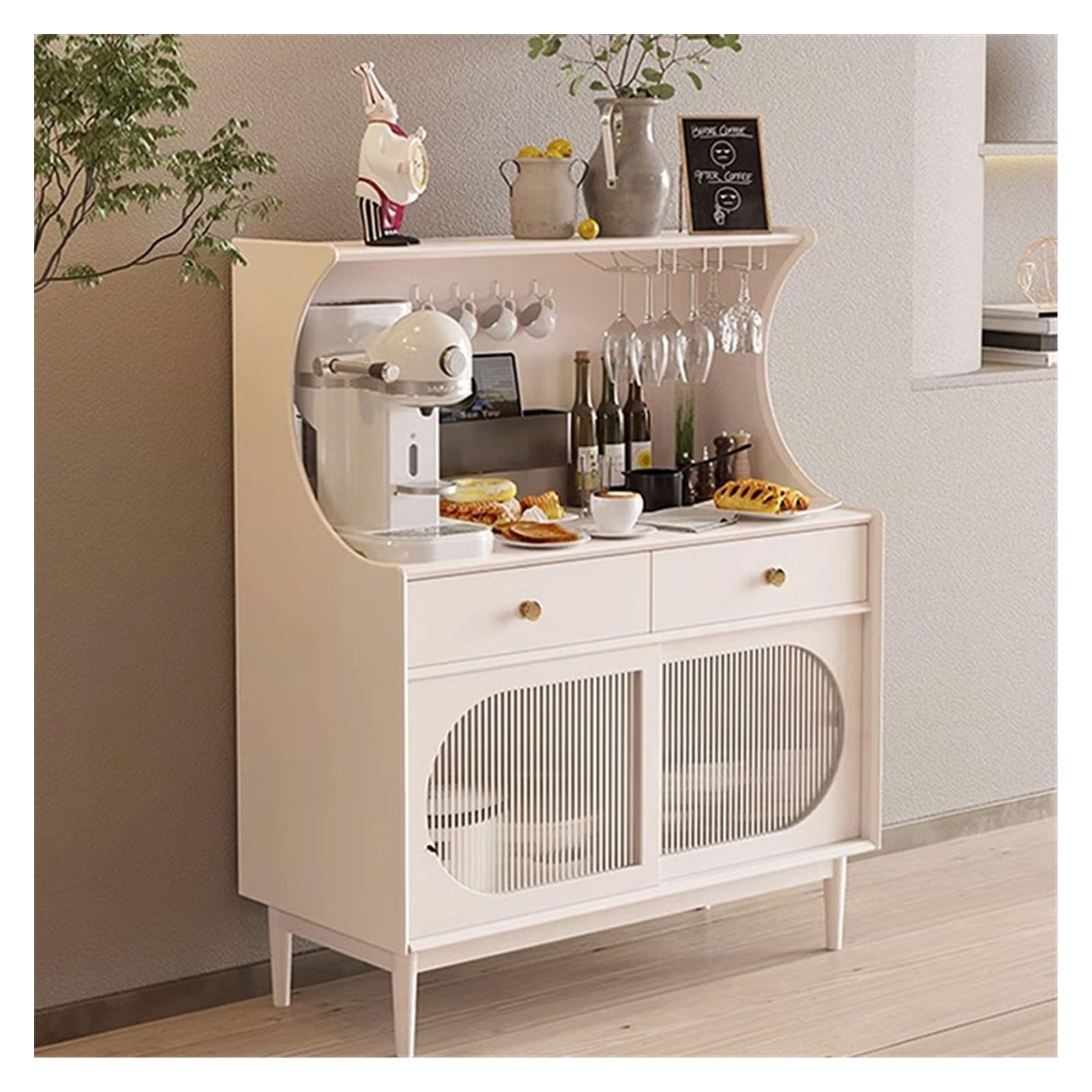 Armadio cucina Mobile contenitore for credenza da pranzo in legno bianco stoccaggio
