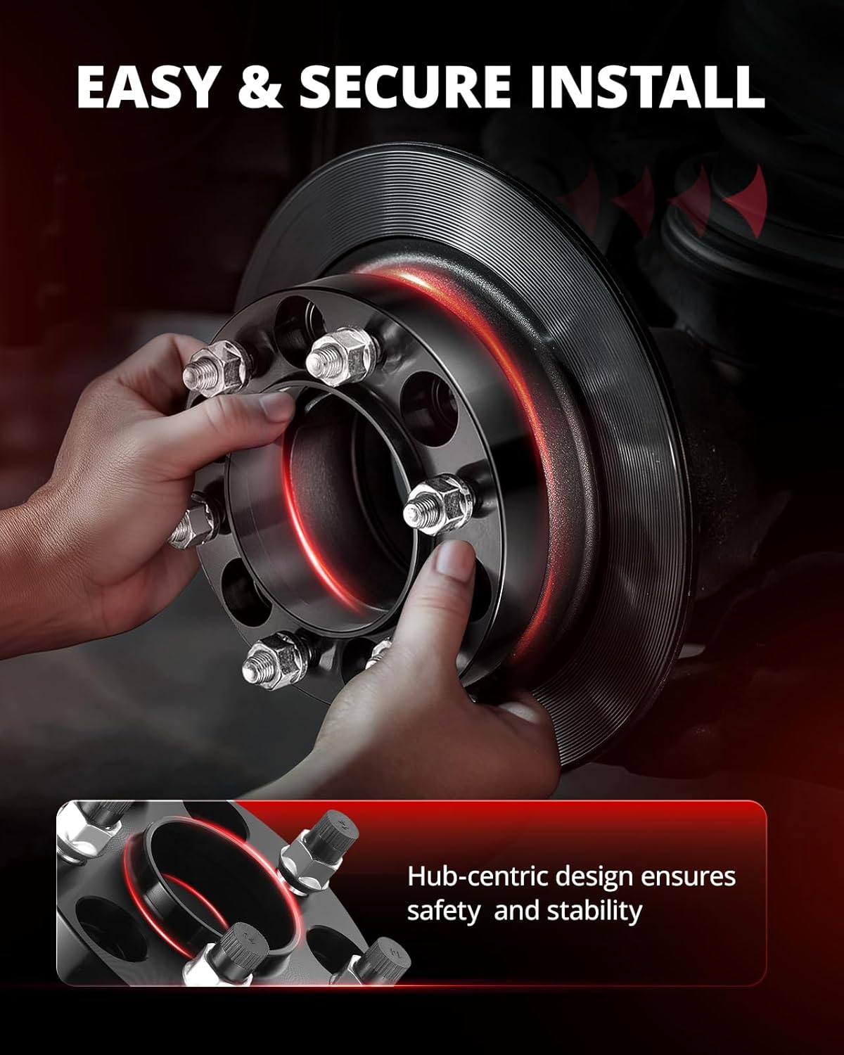 EVIL ENERGY 6x4.5 Wheel Spacers 1.5 inch Compatible with Nissan Frontier 2005-2022, 6x114.3 mm Hubcentric with Lip 6 Lugs 66.1 mm Hub Bore M12x1.25 Studs Black - Image 6