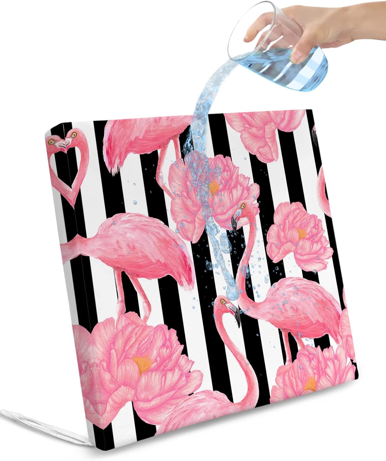 ZFUNCING 2 Pack Waterproof Patio Cushion Cover for Outdoor,Summer Tropical Flamingo