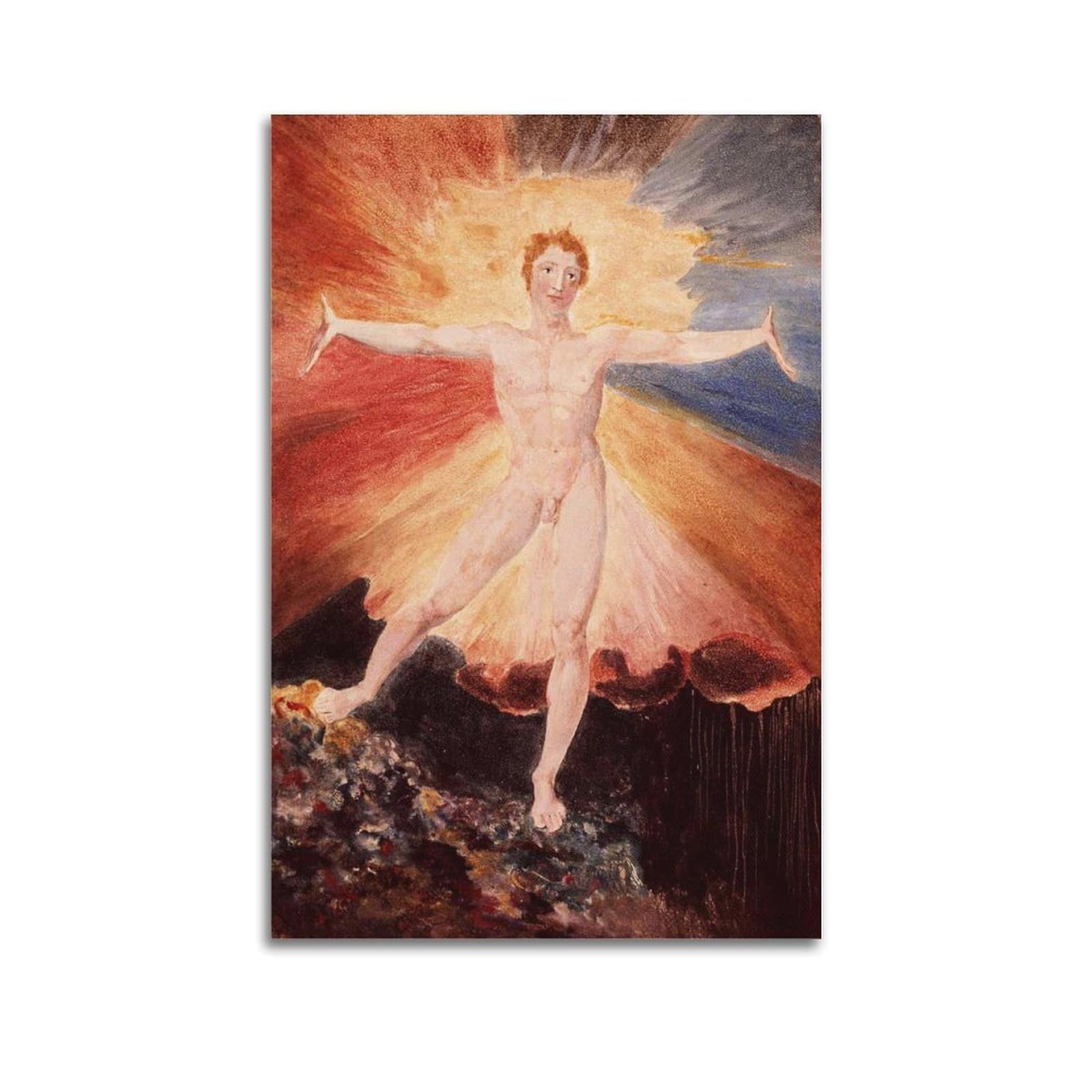 YMXSDIMDS Glad Day Or The Dance of Albion by William Blake Painting Poster Canvas Wall Art Picture Prints Hanging Photo Idea Decor 08x12inch(20x30cm)