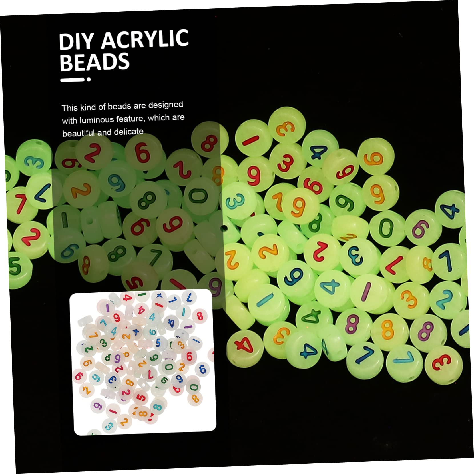 5stücke Leuchtende Acrylperlen Für -schmuck Bunte Herz Buchstaben Muster Und Zahlenperlen Handgemachte Bastelperlen Für Armbänder Und Schlüsselanhänger
