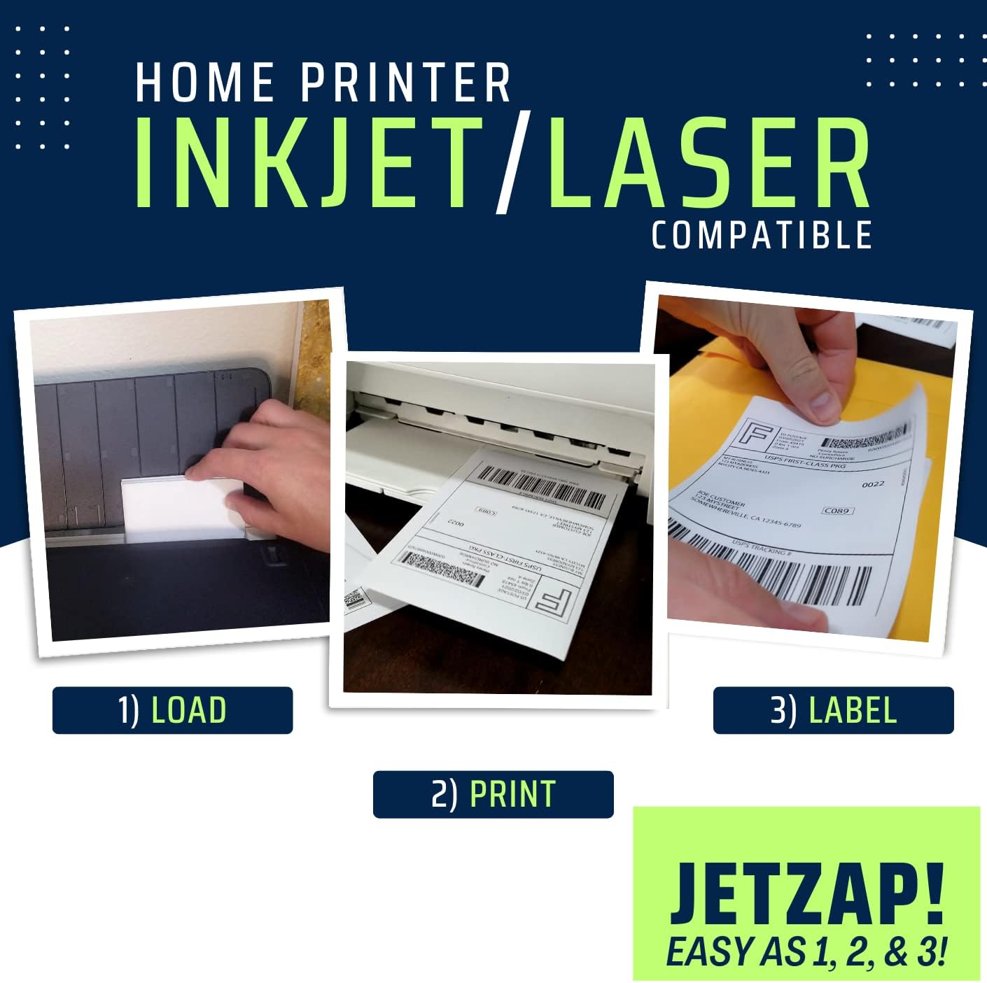 JETZAP Pre-Cut 4x6 Shipping Labels | Work on Most Inkjet and Laser Printers | Just Load & Print | USPS UPS FedEx for Home Printers | 120 Pack image 2