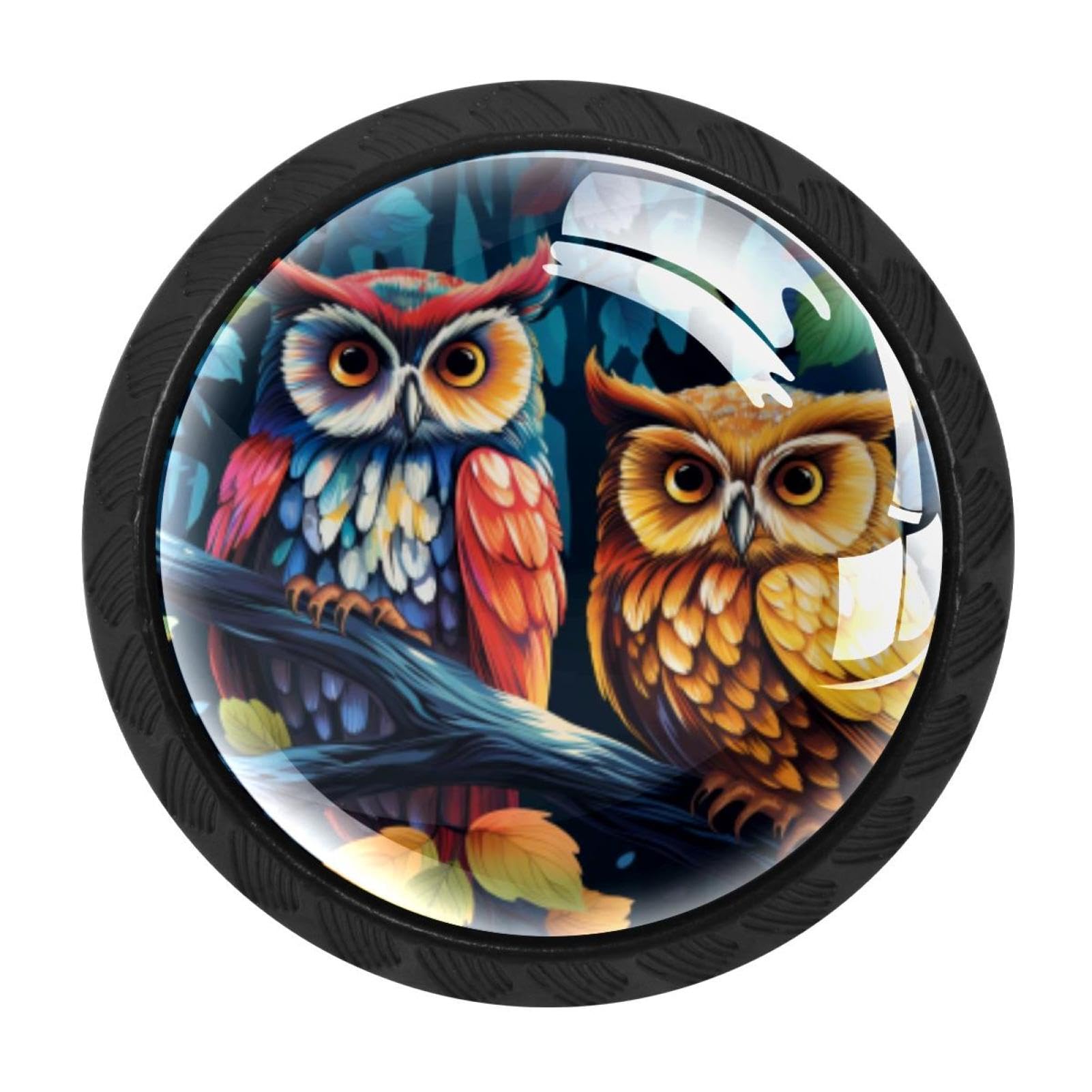 CHENZZZZ 4 Pieces Owl Kitchen Cabinet Knobs Drawer Knobs Dresser Knobs Black Knobs Drawer Pulls Dresser Drawer Handles Knobs for Dresser Drawers