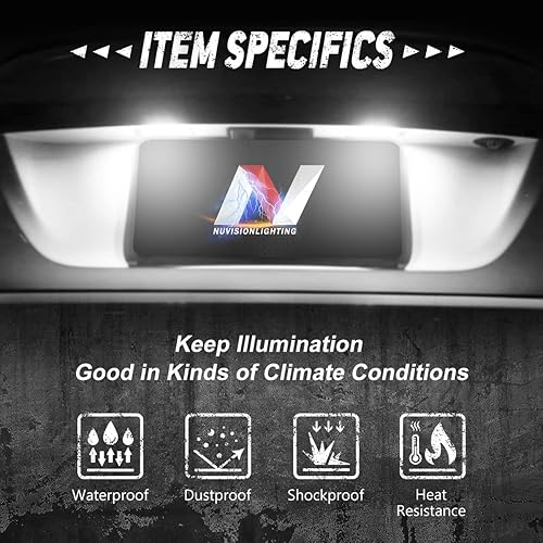 Miniatura 2 de Par de luces LED para matrícula compatibles con Mustang 10-14  09-19 Flex  08-11 Focus06-12 Fusion, 8T5Z-13550-B 6E5Z-13550-A, NVL-LPL-012