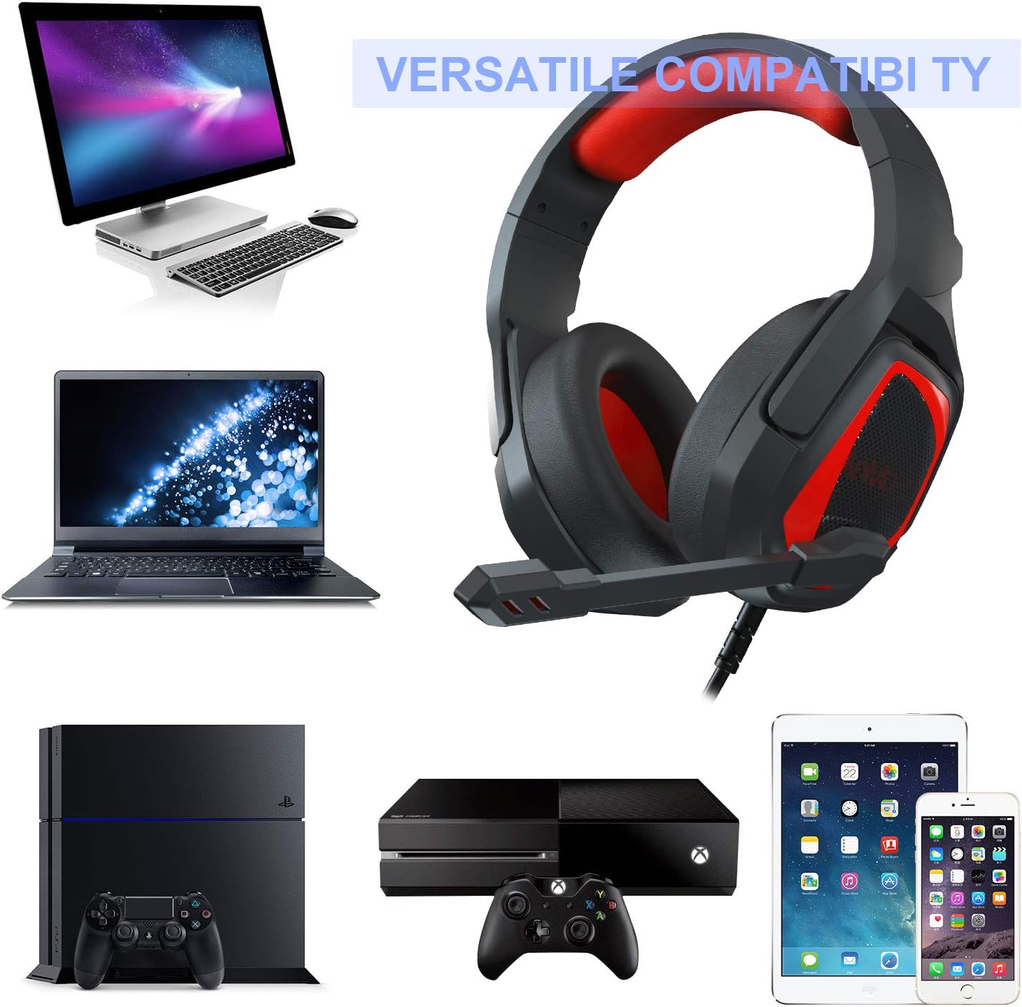 Best Cyber Deals 🔥 Gaming Headset Over Ear Stereo Headphone with Mic, Soft Memory Earmuffs, Noise Canceling, 3.5mm Audio-Jack for PS4 Xbox One Controller/Mac/PC/Computer/Phones/Tablets (Black Red) Black Friday Clearance Gaming Headset Over Ear Stereo Headphone with Mic, Soft Memory Earmuffs, Noise Canceling, 3.5mm Audio-Jack for PS4 Xbox One Controller/Mac/PC/Computer/Phones/Tablets (Black Red)