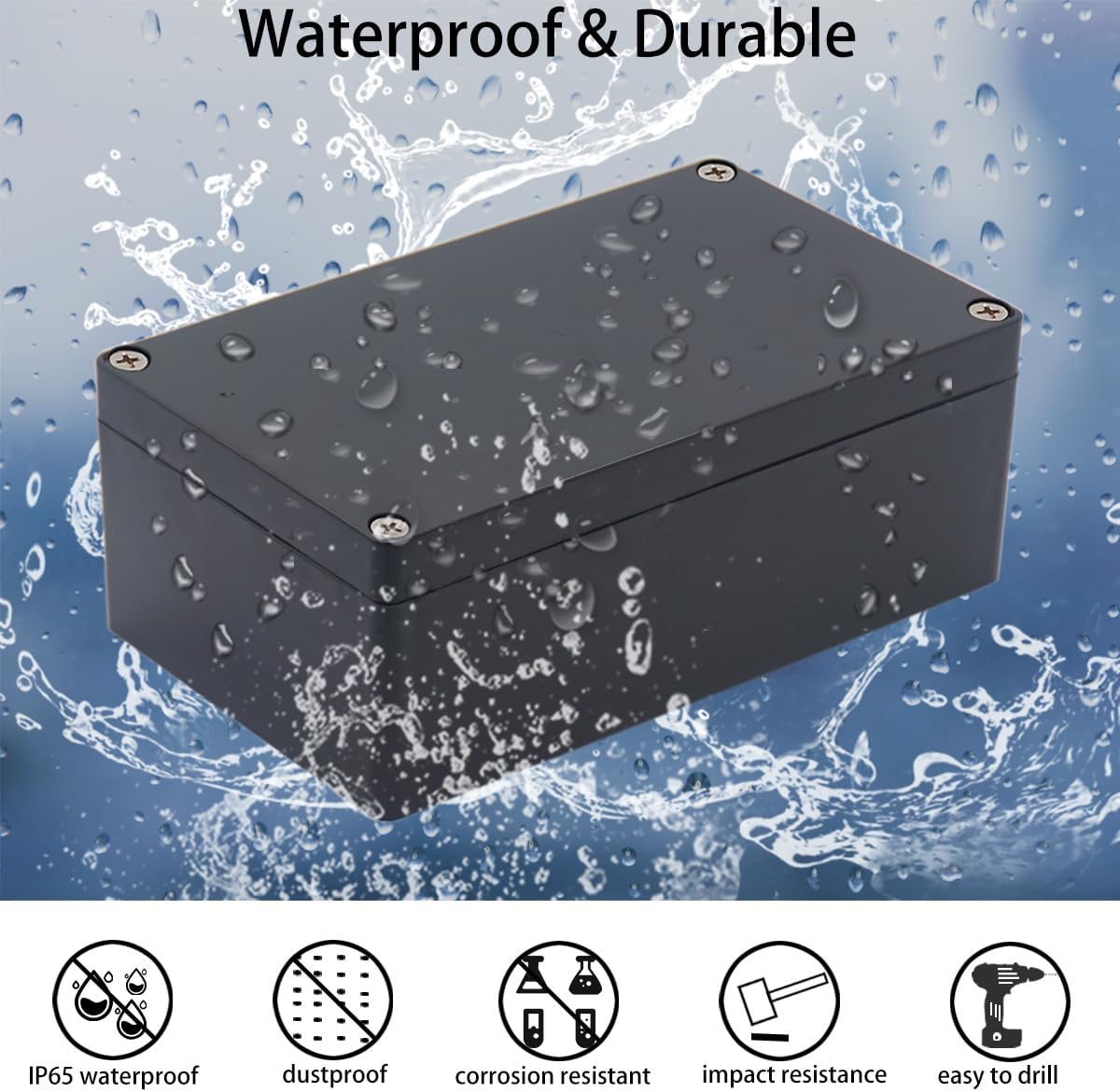 2 Pack Project Box IP65 Waterproof Junction Box ABS Plastic Black Electrical Boxes DIY Electronic Project Case Power Enclosure 3.27"x3.19"x2.2"(83x81x56mm)