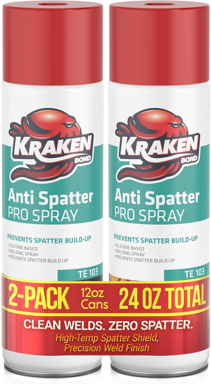 Kraken Bond Anti Spatter Welding Spray - (12x12oz) Anti-Splatter Aerosol Spray for MIG, TIG Tips, Protects Surfaces & Materials, Non-Flammable, Safe for Workpieces and Jigs, 12 Pack