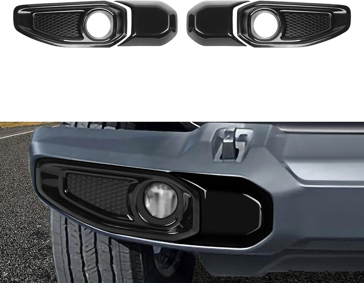 Fog Light Covers & Front Bumper Anti-Collision Block Trim Compatible with Jeep Wrangler JL JLU & Gladiator JT Accessories 2018-2023, Black
