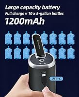 Vista 3 de 5 Gallon Water Dispenser – Rechargeable & Foldable Electric Water Jug Pump, USB Charging Water Bottle Pump with 2 Silicone Hoses & 304 Stainless