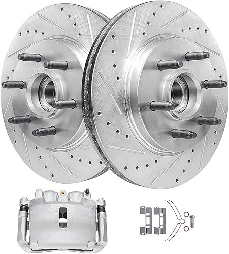 Miniatura 32 de Detroit Axle - Kit de freno delantero para Mazda 3 5 Rotores de freno perforados y ranurados Pastillas de freno de cerámica Reemplazo: Rotores