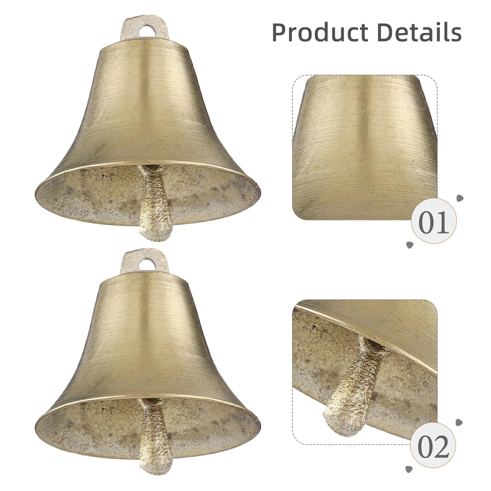 Lot 4 Mini Cloches De Jardin En Métal Bronze - Sonnailles Pour Animaux Et Décoration