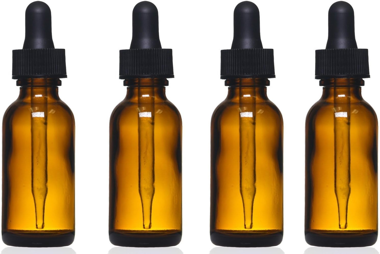 Amber Glass Bottles with Droppers Bottles - Essential Oils Bottles for Health, Personal Care & Beauty (4 Pack, 2 oz)
