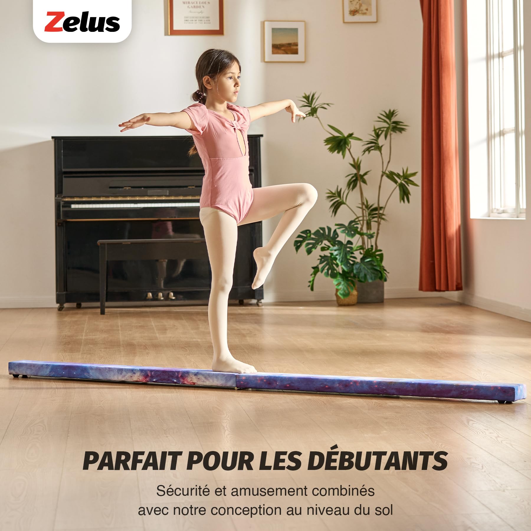 ZELUS Poutre de Gymnastique Pliable 240cm/270cm Poutre de Gym Pliante Poutre d'Équilibre Antidérapant Transportable pour Enfants Filles Gymnastes