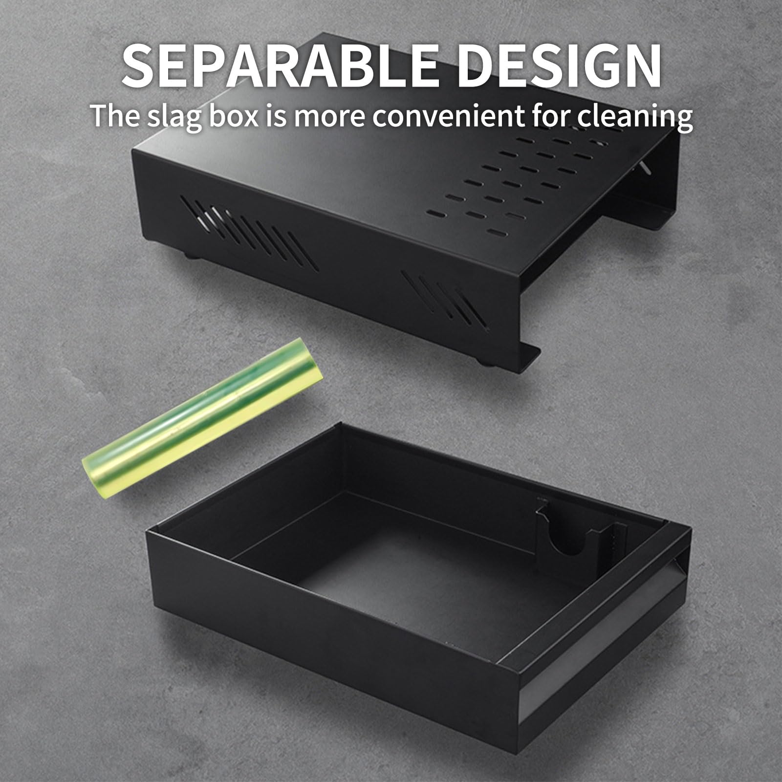 Recipiente para café para posos de café, recipiente para portafiltros, acero inoxidable, apto para todas las máquinas de café estándar (negro, 36 x 28 x 10 cm)