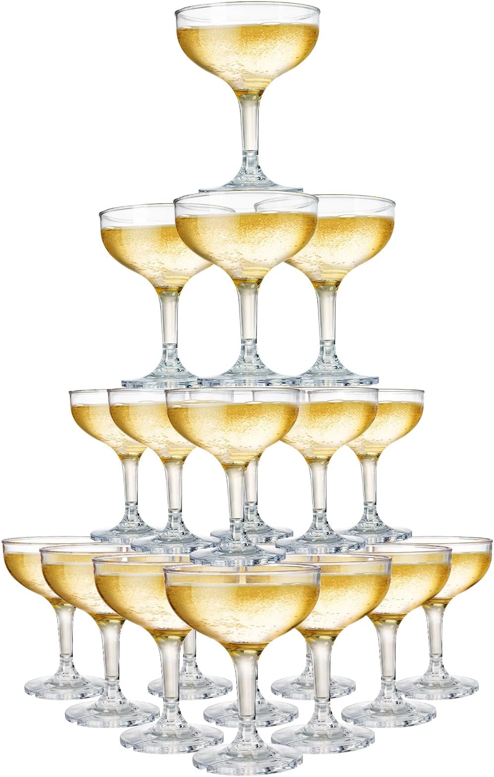 Peohud Set of 20 Coupe Cocktail Glasses, 5 Oz Small Acrylic Martini Glasses, Reusable Champagne Cups for Party, Home, Bar, Wedding, Picnic