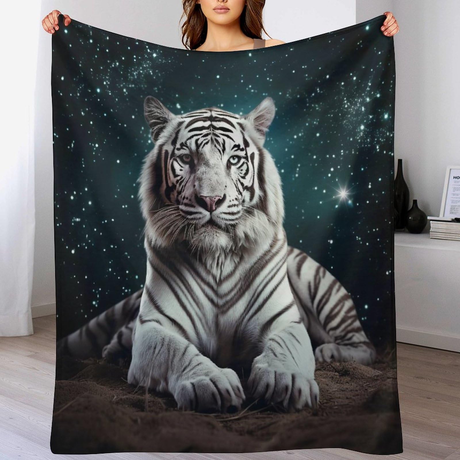 Plaid couverture chaude motif tigre pour des soirées cocooning au lit