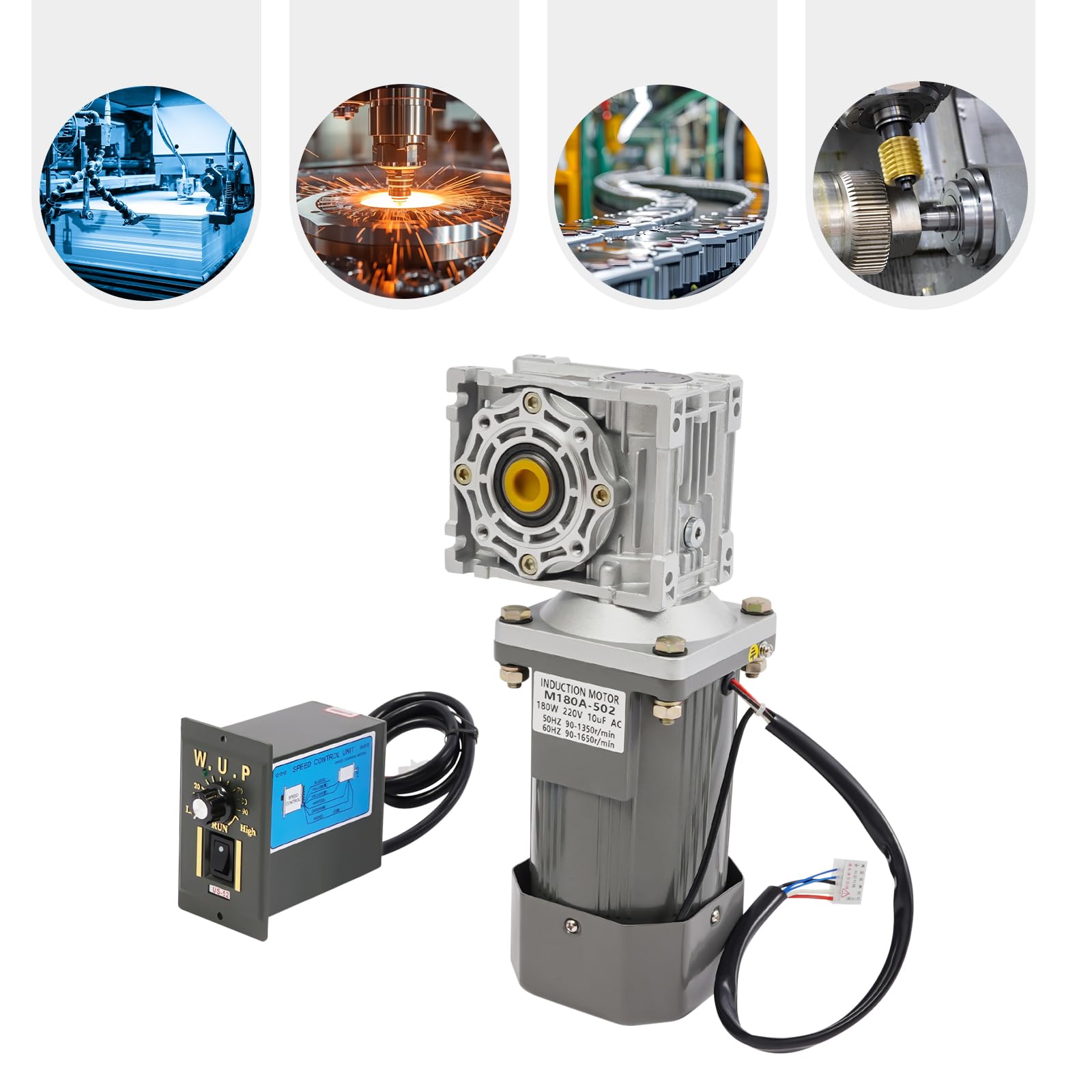 Getriebemotor Schneckengetriebemotor 180W 35Nm 0-27RPM 220V Drehzahlregler Schneckengetriebe Motor Einstellbare Drehzahl Reduziergetriebe CNC Industrie Maschine