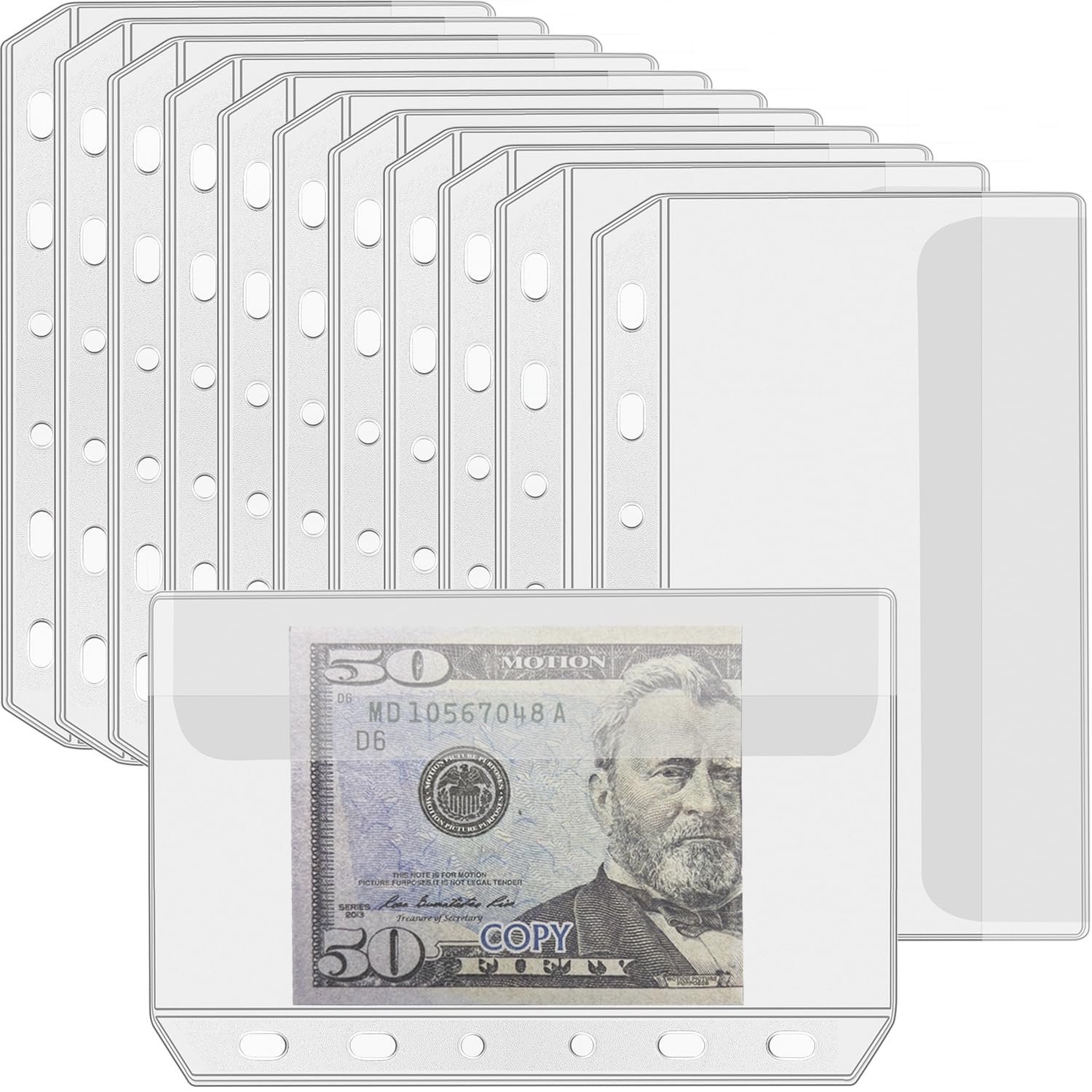 UMSICHT 12PCS A7 Binder Pockets with No Zippers, Zipless Budget Envelopes with Lids, A7 Binder Pouch for 6 Ring Binder, Money Folder Organizer, Clear PVC Savings Challenges Envelopes, 12PCS.