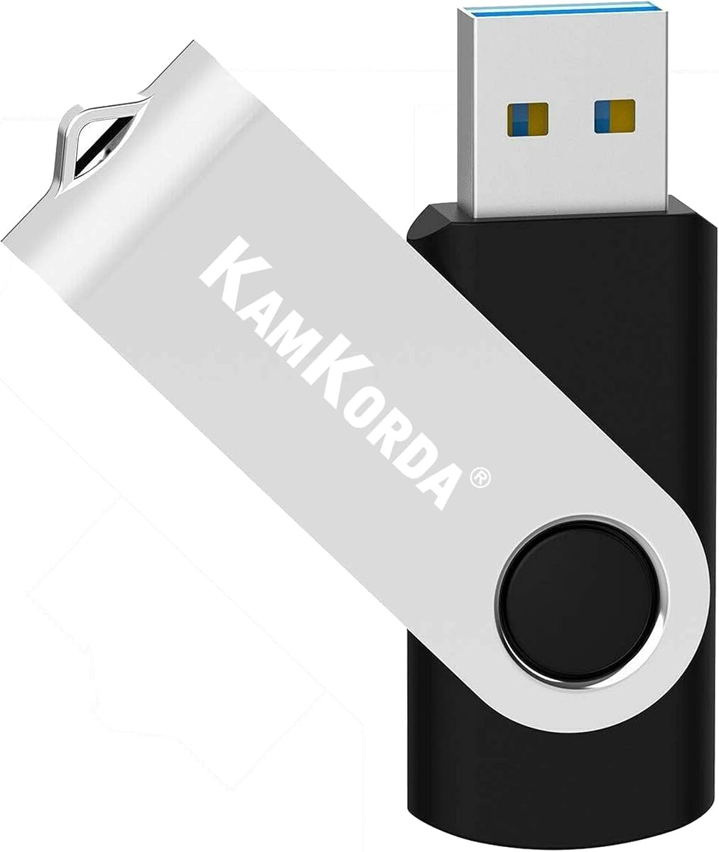 USB Flash Drive 128GB (Pack of 1), Durable USB Stick, USB 3.0 Flash Drive for File Storage, Photos, Videos, and Data Backup - Black & Silver