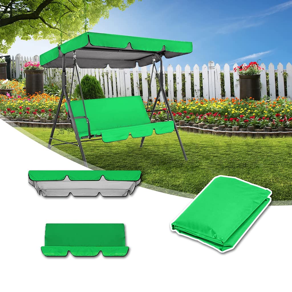 AMZCOM Porch Swing Canopy Waterproof Top Cover Set, Canopy & Cushion Replacement for Patio Swing Chair, Swing Chair Canopy Replacement, Outdoor Garden Furniture Covers,Green,249 * 185 * 15cm — image 1