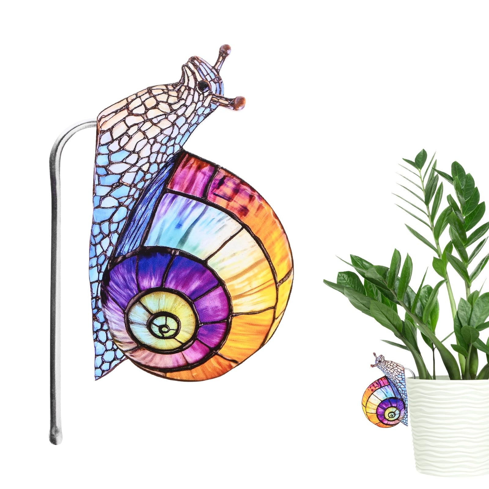 M METERXITY 1-Pack Snail Flower Pot Huggers, 3" Acrylic Snail Garden Stakes for Planter Hanger Decor/Bonsai Ornaments Edge Accessories, Cute Animal Statue [Style C]