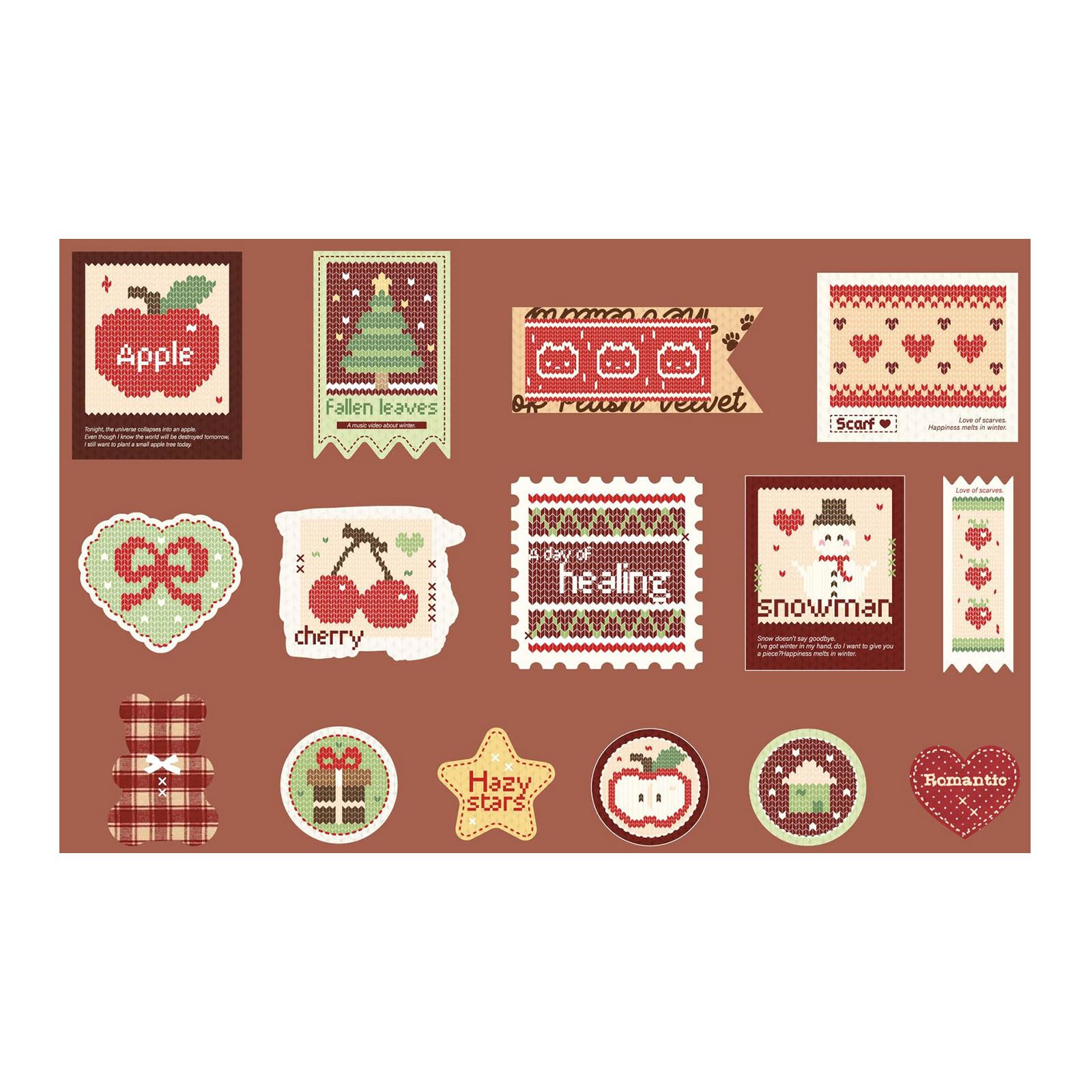 Retro Aesthetic Knitted Patterned Paper Sticker Scrapbook for Journaling Notebook Scrapbooking Craft Decoration Craft
